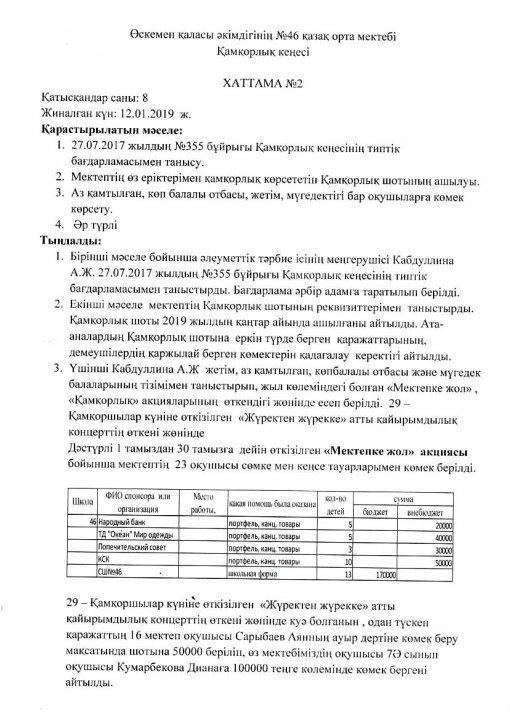 Қамқорлық кеңесі №2 хаттамасы