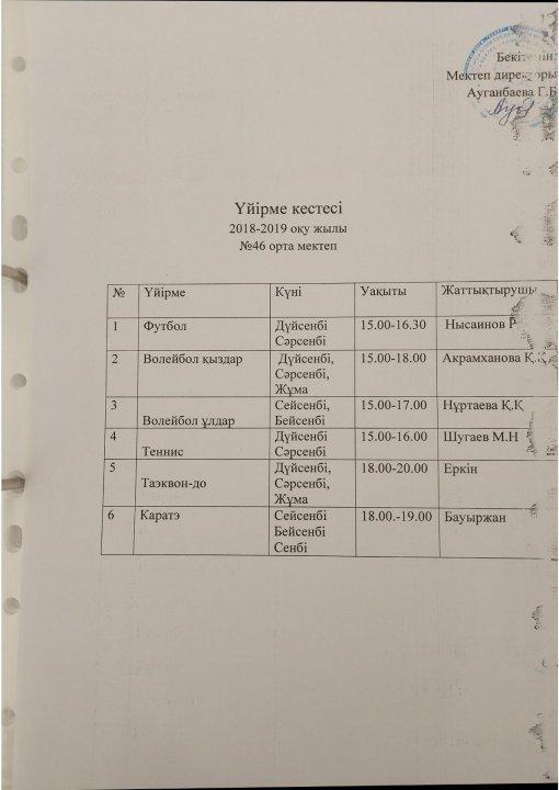 Үйірме 2018-2019 жж