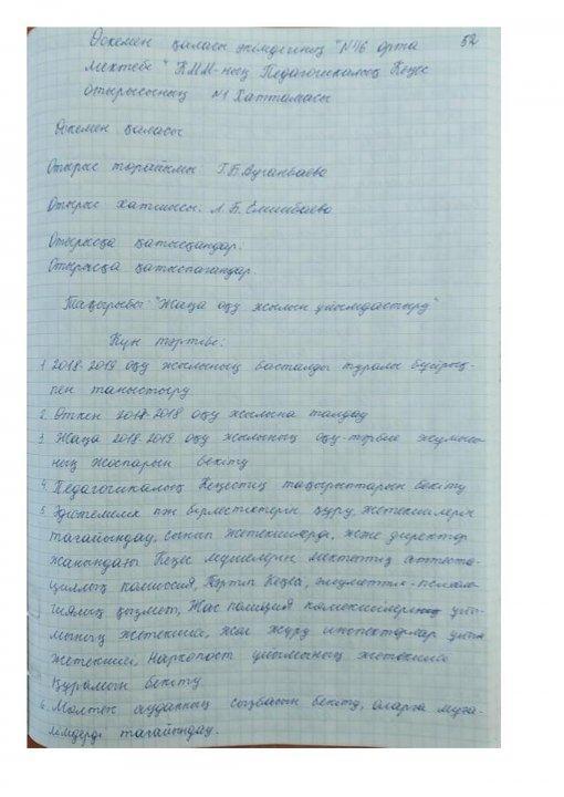 2018-2019 жж  Пед кеңес, хаттамасы