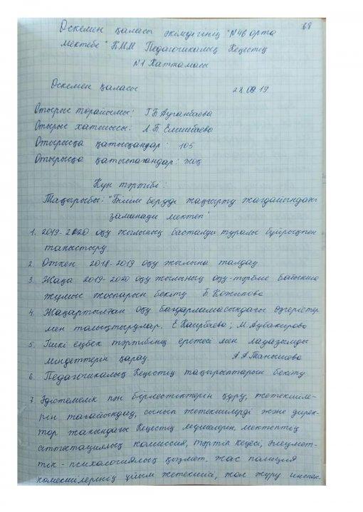 2019-2020 жж  Пед кеңес хаттамасы