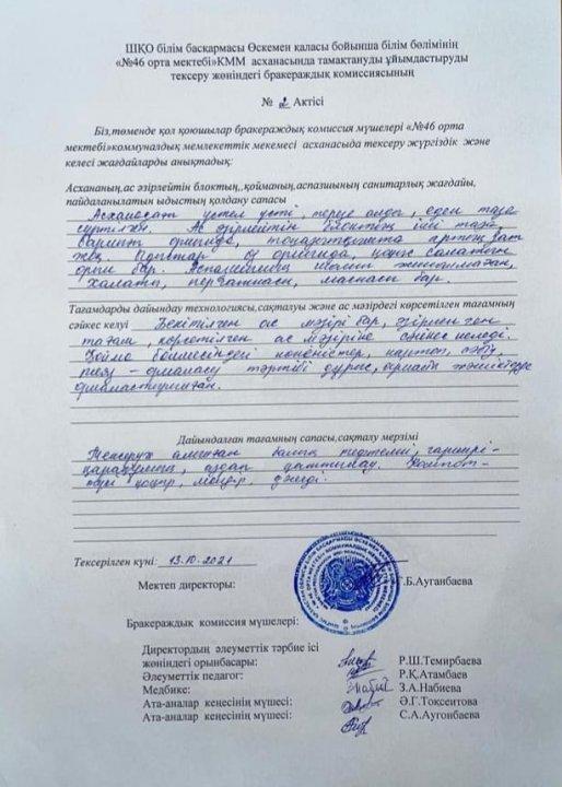Бракеражды комиссия №2 актісі