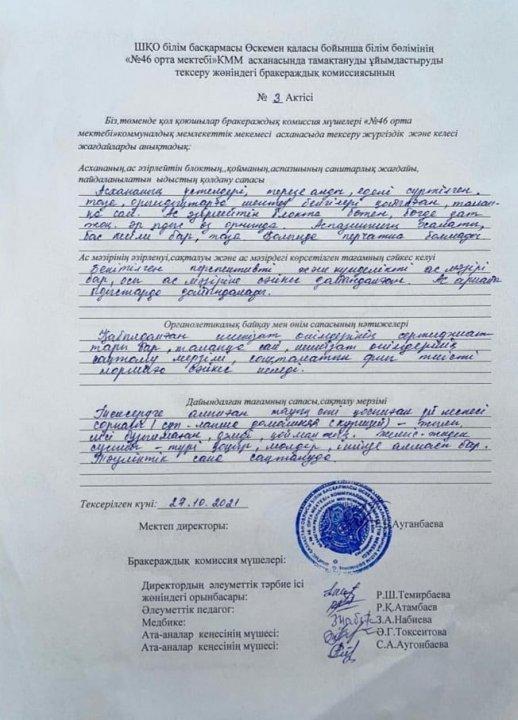 Бракеражды комиссия №3 актісі