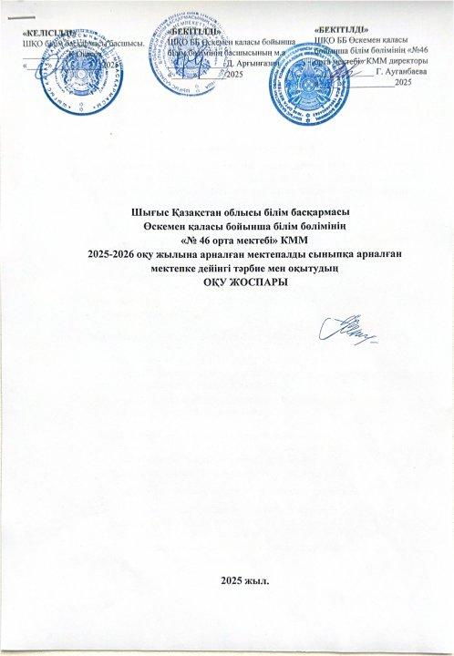 Даярлық сынып оқу жоспары 2025-2026 жж