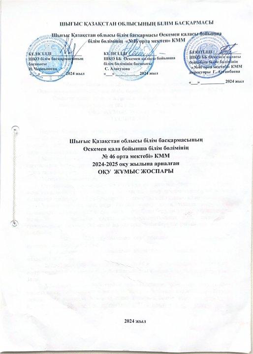 Оқу жұмыс жоспары 2024-2025 жж